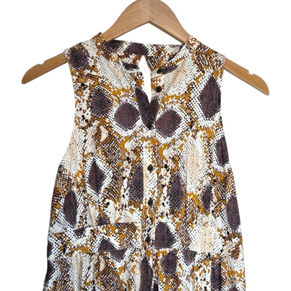 Anthropologie Maeve Snake-Printed Maxi Dress Tiered Cotton Summer Boho Preppy 6P - Picture 7 of 14